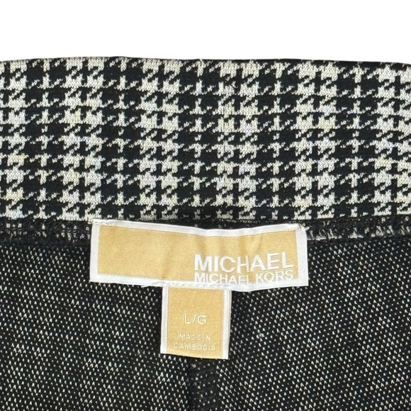 Michael Michael Kors Houndstooth Flare Pull-On Pants Stretchy L Black White NWT - Picture 8 of 9